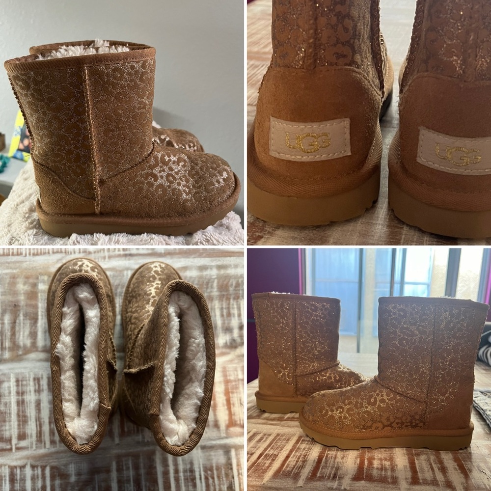 UGG Classic II Glitter Leopard Kids Size 1